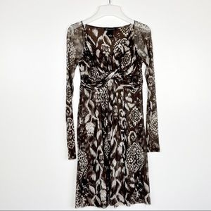 INC International Concepts Brown and Cream Ikat Print Dress